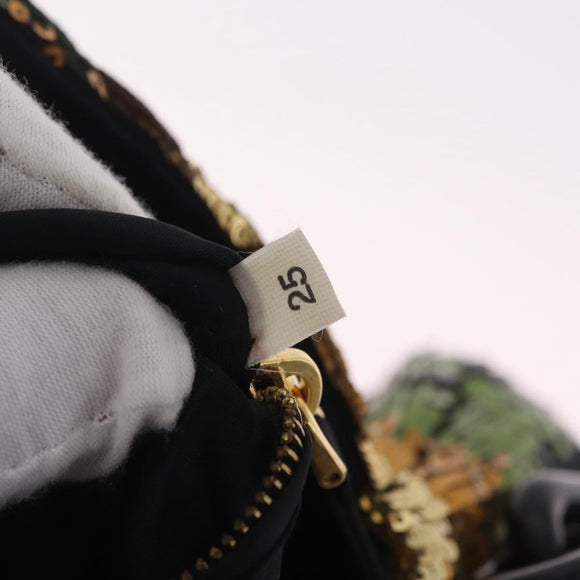 PRADA Chain Shoulder Bag Satin Sequins Yellow Black Auth gh2435V