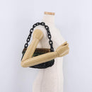 PRADA Chain Shoulder Bag Satin Sequins Yellow Black Auth gh2435V-25