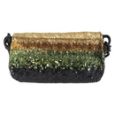 PRADA Chain Shoulder Bag Satin Sequins Yellow Black Auth gh2435V-3