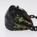 PRADA Chain Shoulder Bag Satin Sequins Yellow Black Auth gh2435V-4