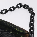 PRADA Chain Shoulder Bag Satin Sequins Yellow Black Auth gh2435V-8
