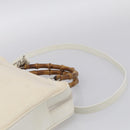 GUCCI Bamboo Hand Bag Nylon 2way White Silver 000 2040 0538 Auth gh2437-10
