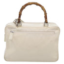 GUCCI Bamboo Hand Bag Nylon 2way White Silver 000 2040 0538 Auth gh2437-2