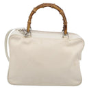 GUCCI Bamboo Hand Bag Nylon 2way White Silver 000 2040 0538 Auth gh2437-3
