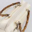 GUCCI Bamboo Hand Bag Nylon 2way White Silver 000 2040 0538 Auth gh2437-6