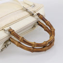 GUCCI Bamboo Hand Bag Nylon 2way White Silver 000 2040 0538 Auth gh2437-7