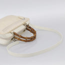 GUCCI Bamboo Hand Bag Nylon 2way White Silver 000 2040 0538 Auth gh2437-9