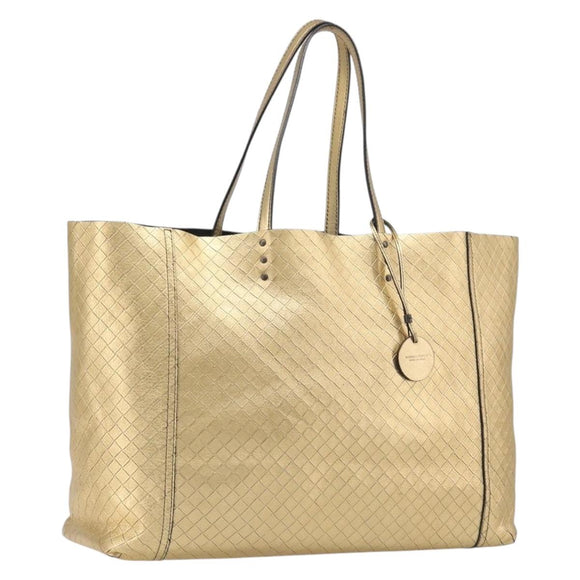 Bottega Veneta Intretti Mirage Tote Bag Leather Gold Auth gh2439