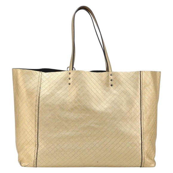 Bottega Veneta Intretti Mirage Tote Bag Leather Gold Auth gh2439