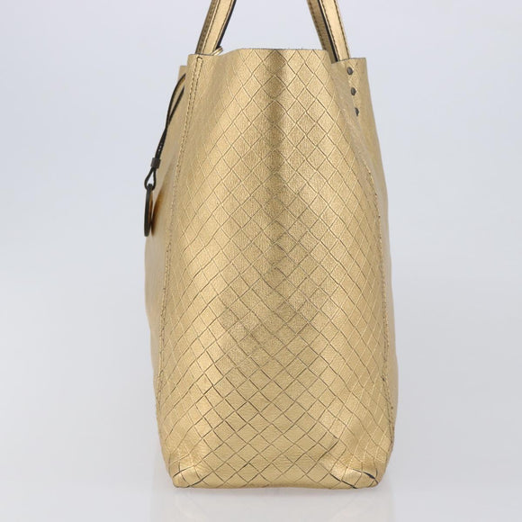 Bottega Veneta Intretti Mirage Tote Bag Leather Gold Auth gh2439
