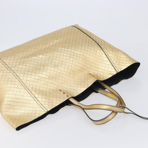 Bottega Veneta Intretti Mirage Tote Bag Leather Gold Auth gh2439
