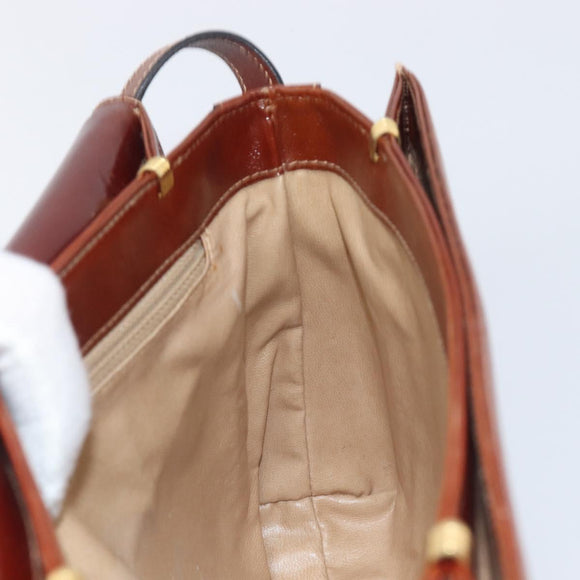 Bally Shoulder Bag Leather Brown Gold Auth gh2448