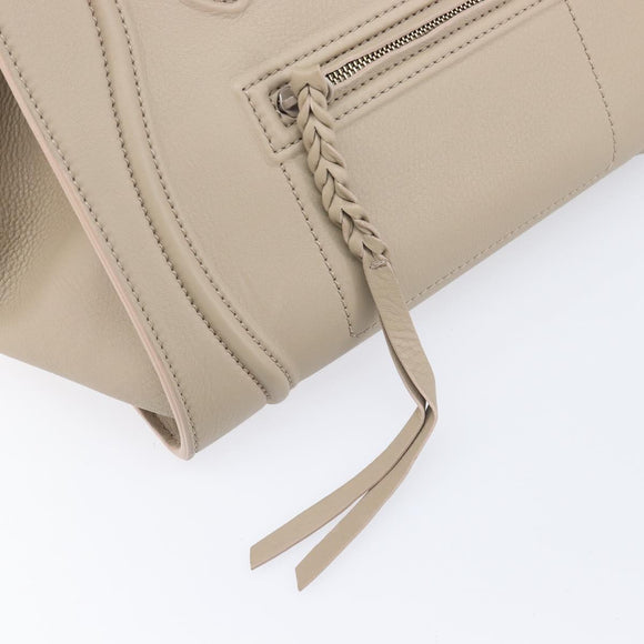CELINE Luggage Phantom Hand Bag Leather Beige Silver Auth gh2451V