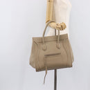 CELINE Luggage Phantom Hand Bag Leather Beige Silver Auth gh2451V-24