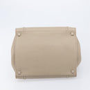 CELINE Luggage Phantom Hand Bag Leather Beige Silver Auth gh2451V-9