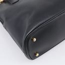 GUCCI Bamboo Hand Bag Leather 2way Black Gold 000 2122 0290 Auth gh2458-13