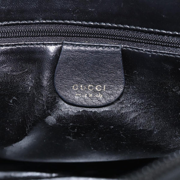 GUCCI Bamboo Hand Bag Leather 2way Black Gold 000 2122 0290 Auth gh2458