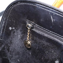 GUCCI Bamboo Hand Bag Leather 2way Black Gold 000 2122 0290 Auth gh2458-21