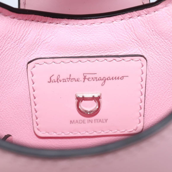 Salvatore Ferragamo Gancini Mini Hand Bag Leather Pink Auth gh2461V