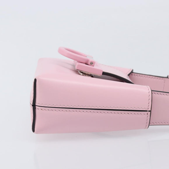 Salvatore Ferragamo Gancini Mini Hand Bag Leather Pink Auth gh2461V