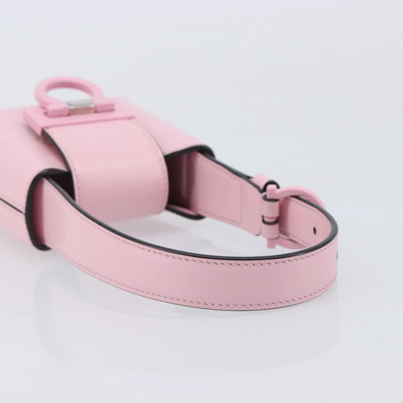 Salvatore Ferragamo Gancini Mini Hand Bag Leather Pink Auth gh2461V