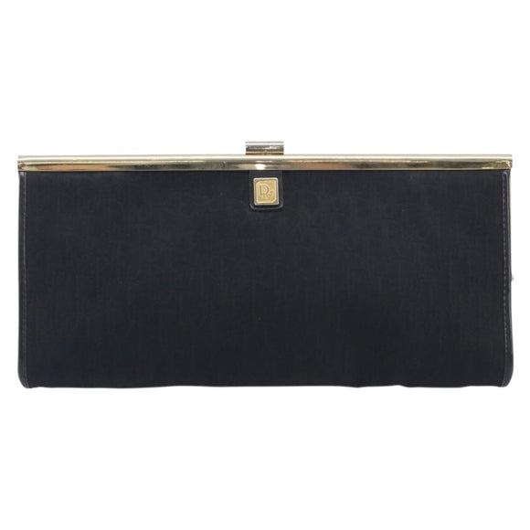 Christian Dior Trotter Clutch Bag Black Silver Auth gh2463A