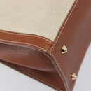 GUCCI Hand Bag Leather Canvas Beige Gold 000 256 0192 Auth gh2466-14