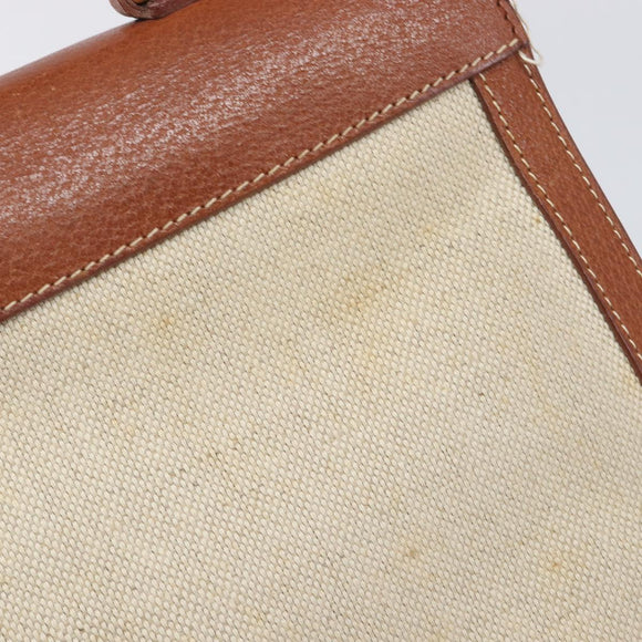 GUCCI Hand Bag Leather Canvas Beige Gold 000 256 0192 Auth gh2466
