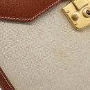 GUCCI Hand Bag Leather Canvas Beige Gold 000 256 0192 Auth gh2466-16
