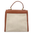 GUCCI Hand Bag Leather Canvas Beige Gold 000 256 0192 Auth gh2466-3