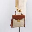 GUCCI Hand Bag Leather Canvas Beige Gold 000 256 0192 Auth gh2466-31
