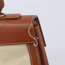 GUCCI Hand Bag Leather Canvas Beige Gold 000 256 0192 Auth gh2466-4