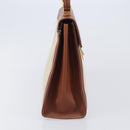 GUCCI Hand Bag Leather Canvas Beige Gold 000 256 0192 Auth gh2466-6