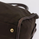 CELINE Hand Bag Nylon Brown Gold Auth gh2468-11