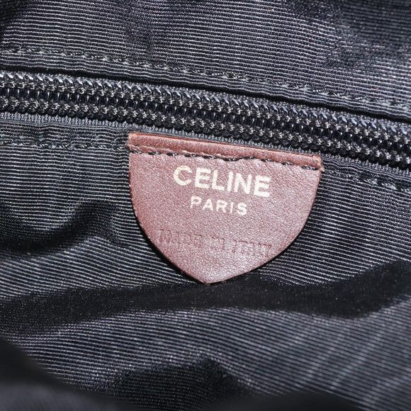 CELINE Hand Bag Nylon Brown Gold Auth gh2468