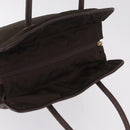 CELINE Hand Bag Nylon Brown Gold Auth gh2468-6