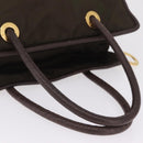 CELINE Hand Bag Nylon Brown Gold Auth gh2468-7