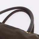 CELINE Hand Bag Nylon Brown Gold Auth gh2468-8