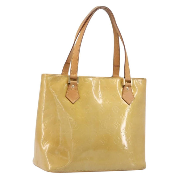 LOUIS VUITTON Monogram Vernis Houston Hand Bag Beige M91004 LV Auth gh2471