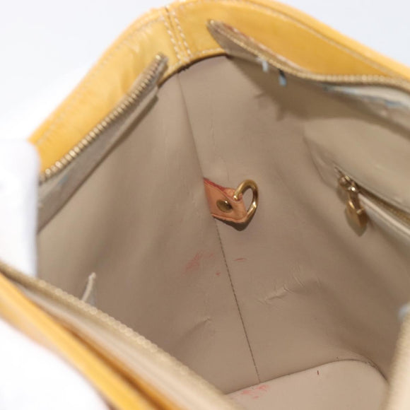 LOUIS VUITTON Monogram Vernis Houston Hand Bag Beige M91004 LV Auth gh2471