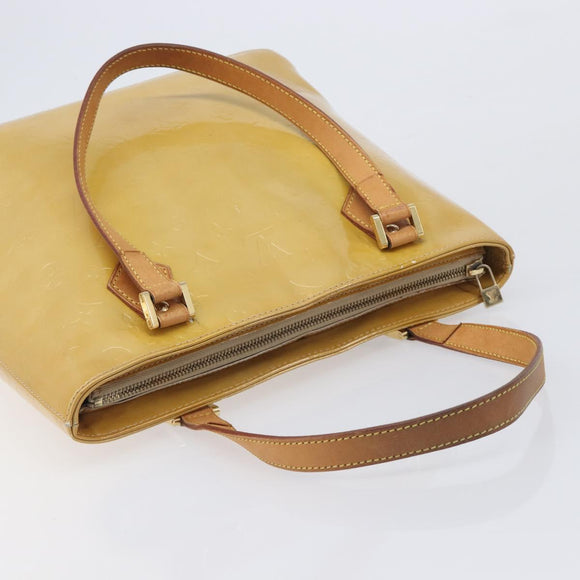 LOUIS VUITTON Monogram Vernis Houston Hand Bag Beige M91004 LV Auth gh2471