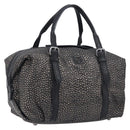 LOEWE Boston Bag Leather Black Silver Auth gh2472A-1