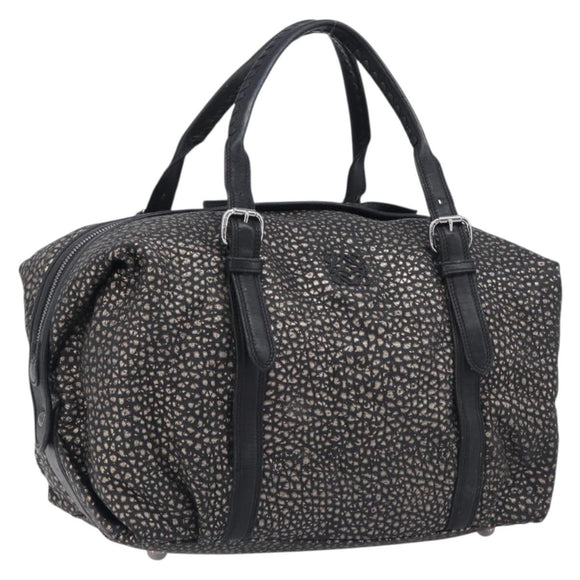 LOEWE Boston Bag Leather Black Silver Auth gh2472A