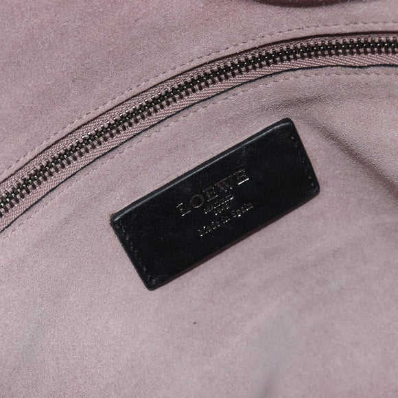 LOEWE Boston Bag Leather Black Silver Auth gh2472A