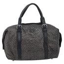 LOEWE Boston Bag Leather Black Silver Auth gh2472A-2