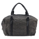 LOEWE Boston Bag Leather Black Silver Auth gh2472A-3