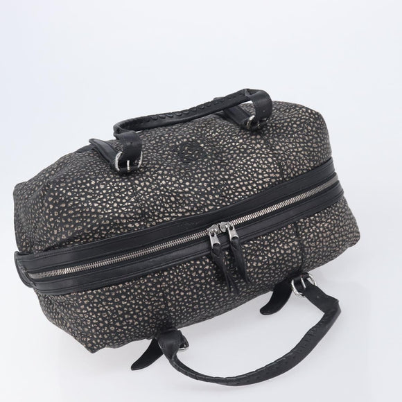 LOEWE Boston Bag Leather Black Silver Auth gh2472A