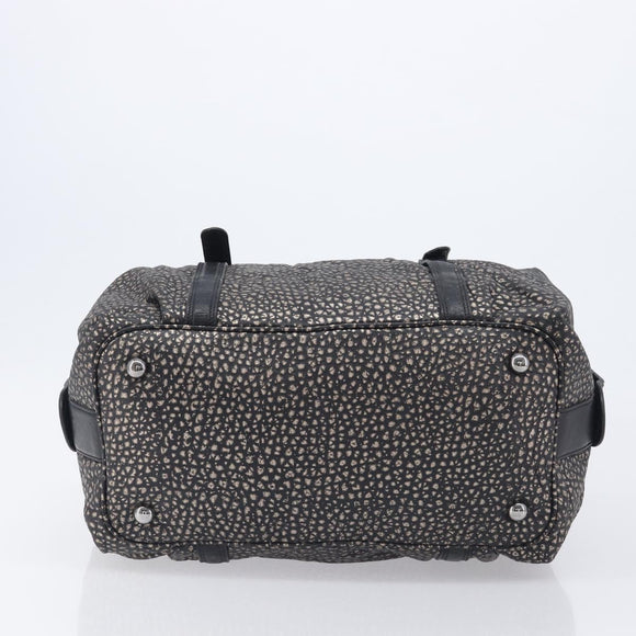 LOEWE Boston Bag Leather Black Silver Auth gh2472A