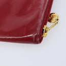 CHANEL Clutch Bag Patent leather Red Gold CC Auth gh2475-10