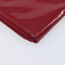 CHANEL Clutch Bag Patent leather Red Gold CC Auth gh2475-11